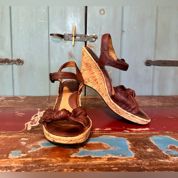 Born Leather Wedge Sandals - Picture 1 of 6